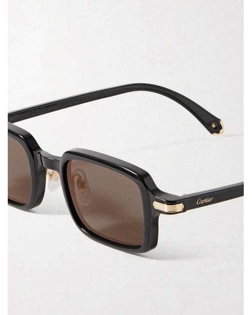 Cartier Black Rectangular-Frame Acetate Sunglasses for men