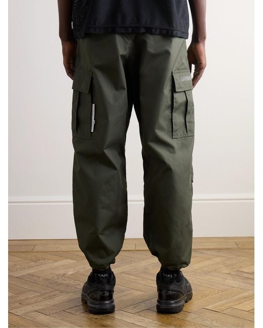 (w)taps Green Straight-Leg Cotton And Nylon-Blend Drawstring Cargo Trousers for men