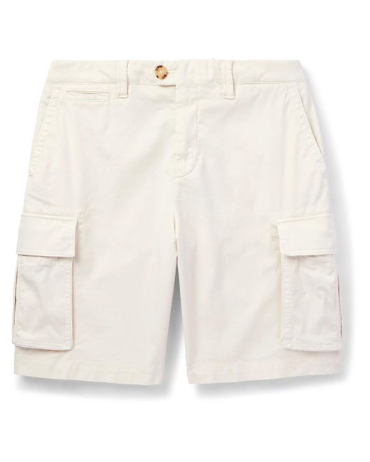 Brunello Cucinelli White Straight-leg Cotton-blend Twill Cargo Shorts for men