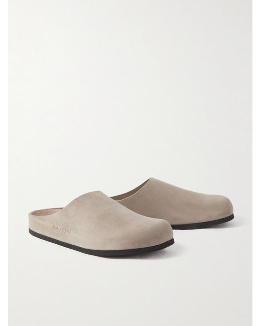 Common Projects White Logo-debossed Suede Clogs for men