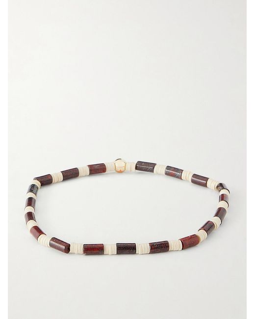 Luis Morais Natural 14-Karat, Jasper And Vinyl Beaded Bracelet for men