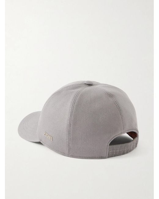 Zegna Gray Embroidered Cotton-twill Cap