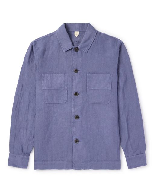 Altea Blue Dawson Linen Overshirt for men