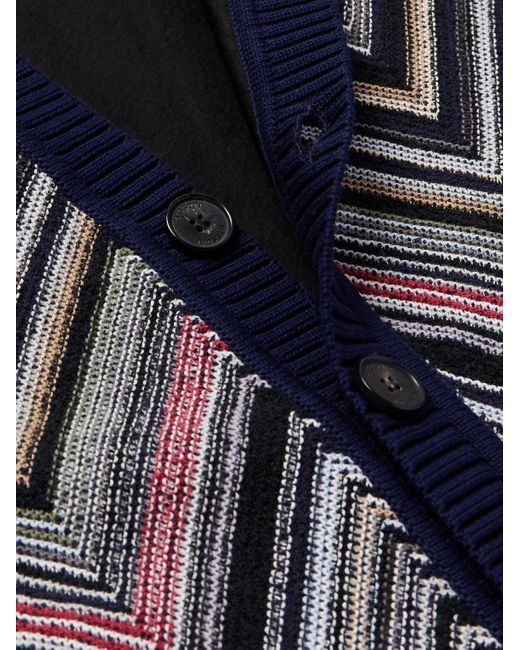 Cardigan in misto cotone crochet a righe di Missoni in Blue da Uomo