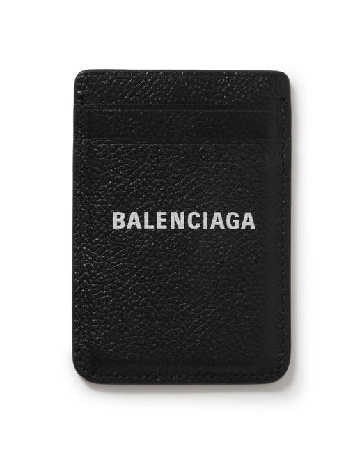 Balenciaga Black Logo-print Full-grain Leather Cardholder for men