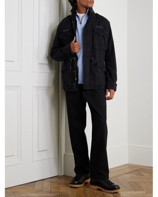 Polo Ralph Lauren Logo Appliqu d Herringbone Cotton Field Jacket In polo-ralph-lauren-logo-appliqu-d-herringbone-cotton-field-jacket-in