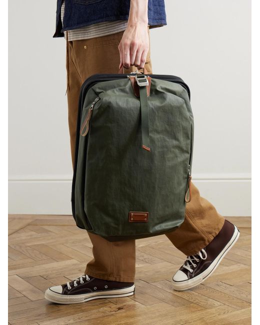 Master Piece Green Bump L Canvas And Leather-Trimmed Cordura Nylon Backpack for men