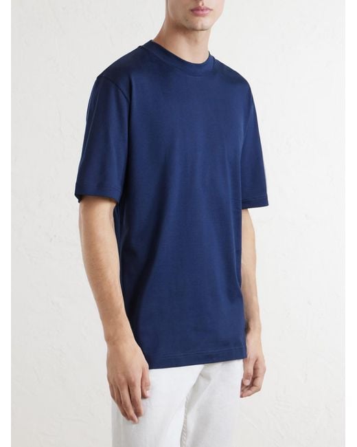 Eleventy Blue Cotton-Jersey T-Shirt for men