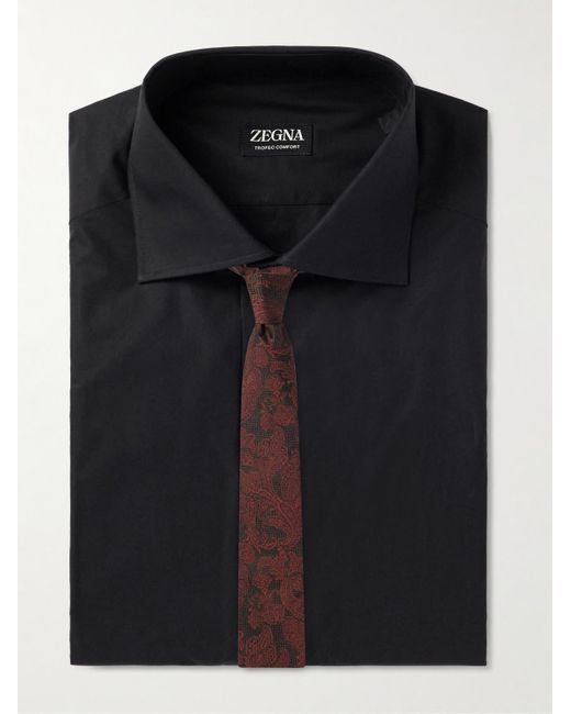 Zegna Black Trofeo Cotton-Poplin Shirt for men