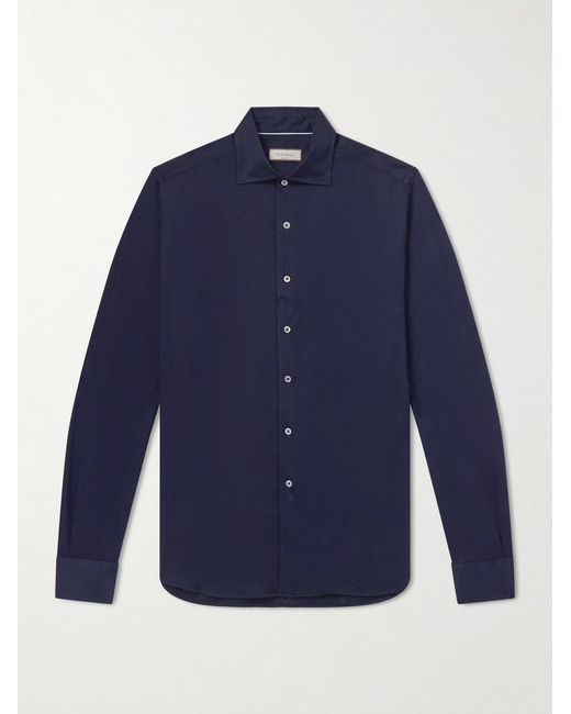 Canali Blue Cotton And Lyocell-Blend Shirt for men
