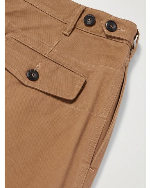 Drake's Natural Him Games Tapered Pleated Cotton-Twill Trousers for men