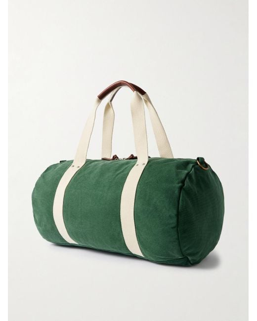 Polo Ralph Lauren Green Logo-embroidered Leather-trimmed Canvas Duffel Bag for men