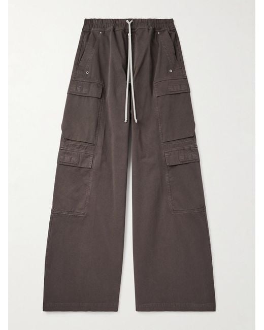 Rick Owens Brown Drkshdw Wide-Leg Cotton Drawstring Cargo Trousers for men