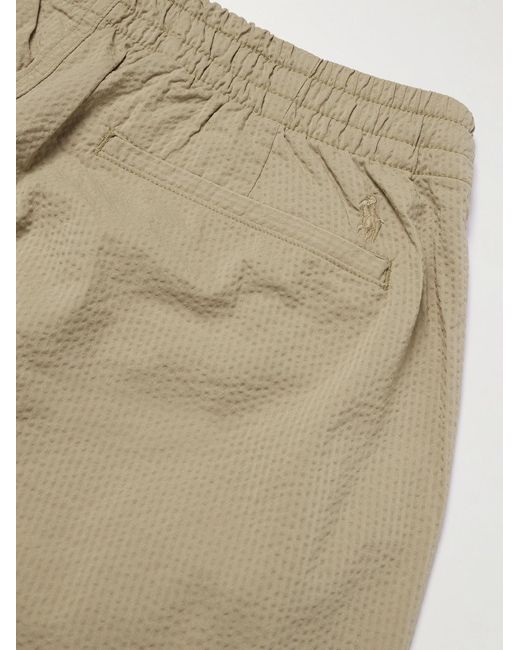 Polo Ralph Lauren Natural Straight-Leg Cotton-Blend Seersucker Drawstring Trousers for men