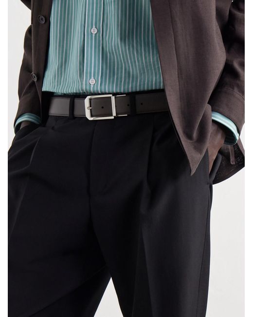Zegna Black 3Cm Reversible Leather Belt for men