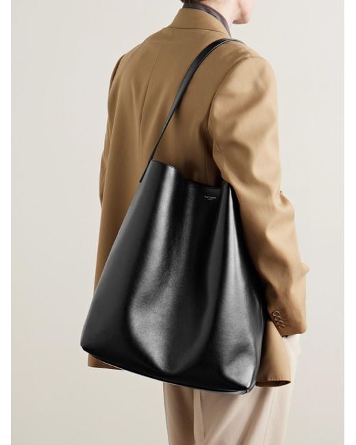 Saint Laurent Black Bold Leather Tote Bag for men