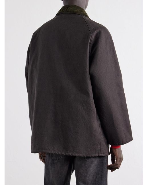 A.PRESSE Black Corduroy-Trimmed Cotton-Blend Jacket for men