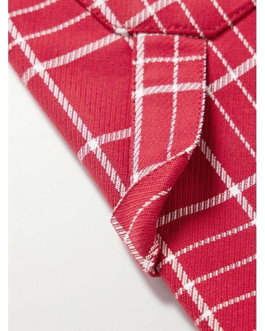 Jacquemus Red Le Panni Straight-Leg Checked Cotton-Canvas Shorts for men
