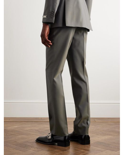 Pantaloni a gamba dritta in lana iridescente di Burberry in Gray da Uomo