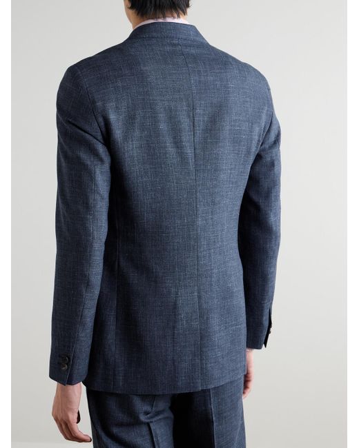 Mr P. Blue Virgin Wool, Silk And Linen-Blend Suit Jacket for men