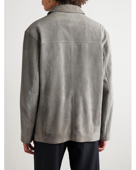Lemaire Gray Brushed-Suede Jacket for men