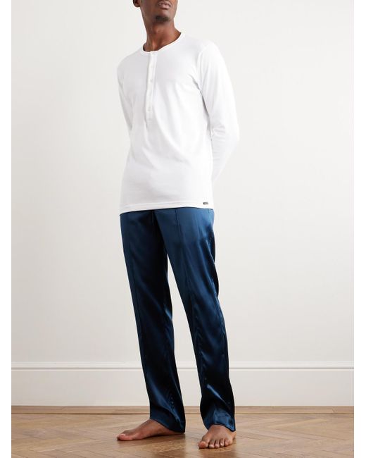 Tom Ford White Stretch-cotton Jersey Henley Pyjama T-shirt for men