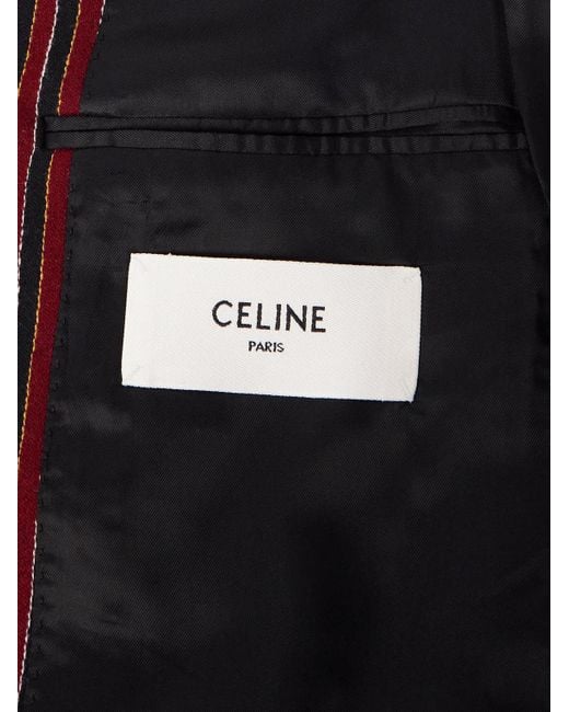 Céline Purple Embroidered Striped Wool And Lycra-Blend Blazer for men