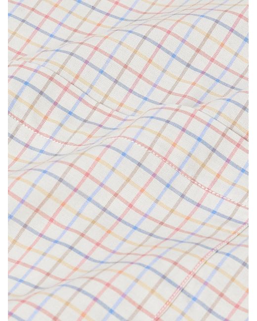 Checked Cotton-Tattersall Shirt di Sid Mashburn in White da Uomo