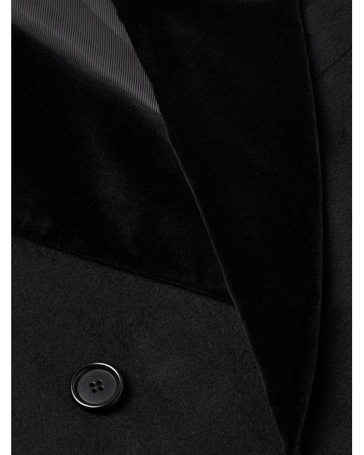 De Petrillo Black Double-breasted Wool And Cashmere-blend Coat for men