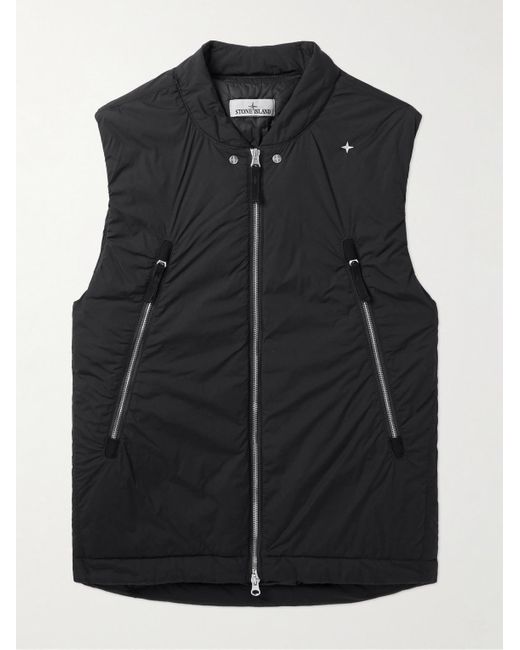 Stone Island Black Stellina Logo-embroidered Quilted Padded Shell Gilet for men