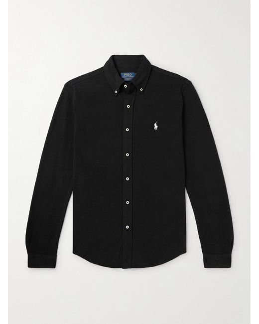 Polo Ralph Lauren Black Logo-embroidered Cotton-piqué Shirt for men