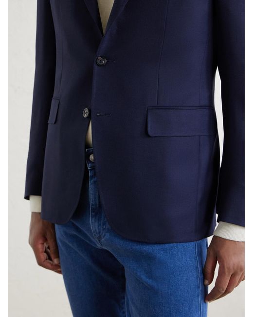 Canali Blue Kei Wool-Basketweave Blazer for men