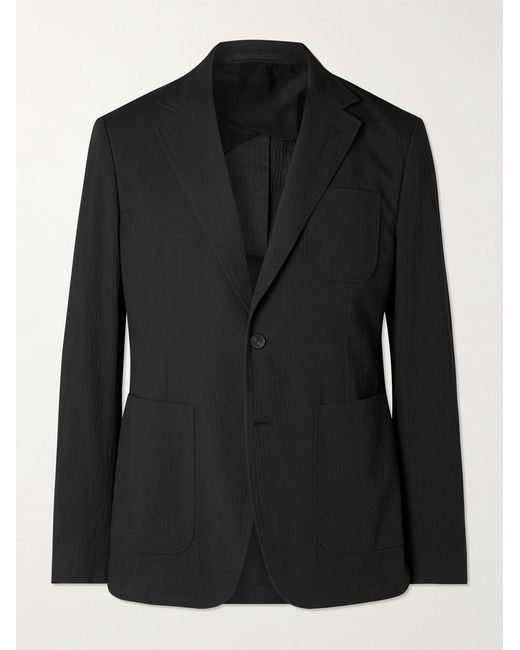 Mr P. Black Stretch-Cotton Seersucker Suit Jacket for men