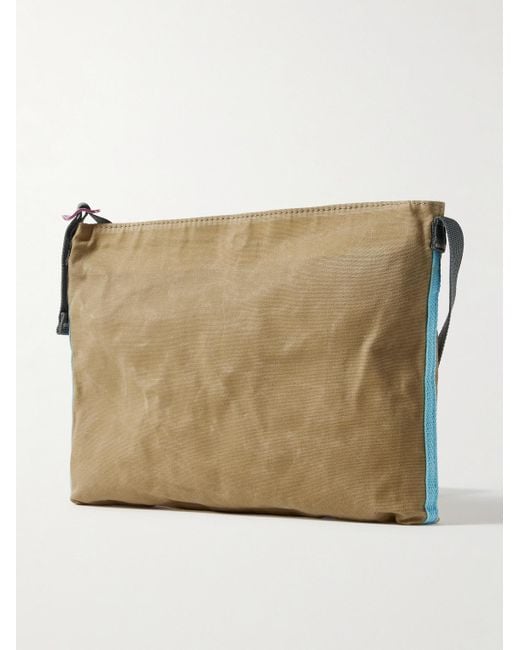 Acne Natural Andemer Leather-trimmed Appliquéd Coated-canvas Messenger Bag for men