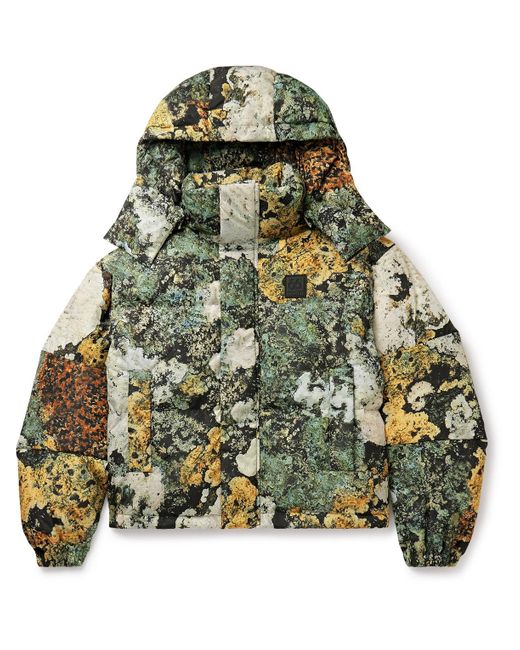 66 North Green Dyngja Quilted Printed Recycled-shell Hooded Down Jacket for men