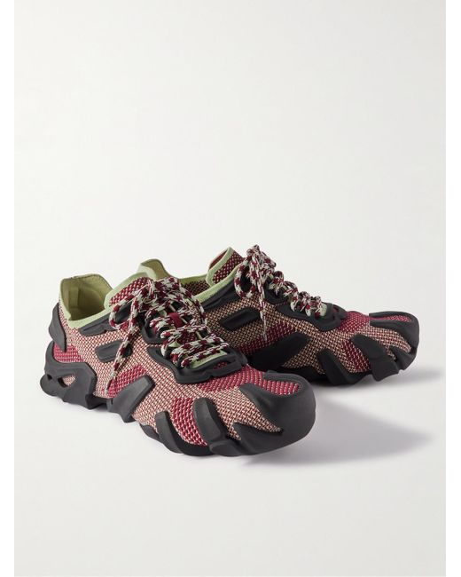 Sneakers in maglia stretch con finiture in gomma Flex di Bottega Veneta in Brown da Uomo