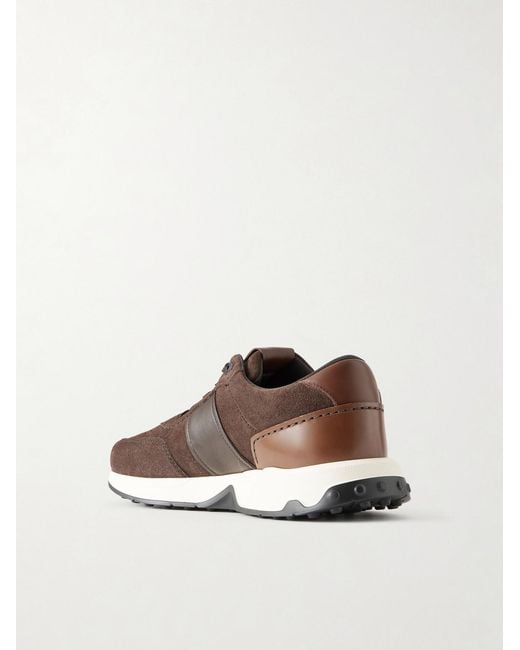 Tod's Brown Leather-trimmed Suede Sneakers for men