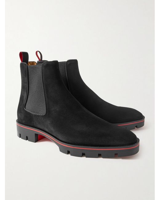 Christian Louboutin Black Alpinosol Suede Chelsea Boots for men