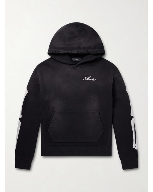 Amiri Blue Bones Logo-embroidered Cotton-jersey Hoodie for men