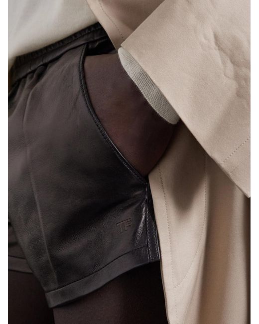 Tom Ford Black Slim-fit Leather Shorts for men