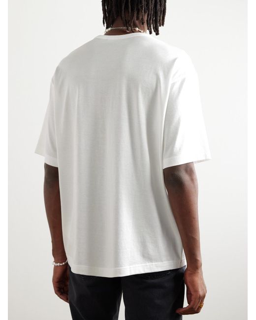 Acne White Exford Logo-appliquéd Cotton-jersey T-shirt for men