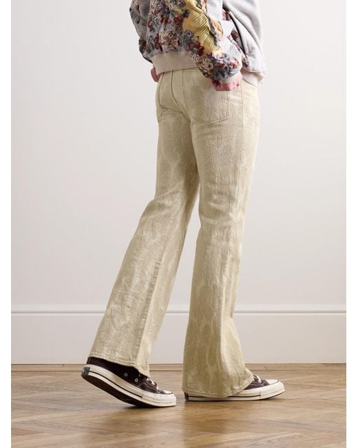 Kapital Natural Magpie Slim-fit Bootcut Jacquard Jeans for men