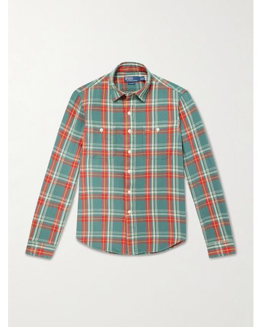 Polo Ralph Lauren Blue Checked Cotton-flannel Shirt for men