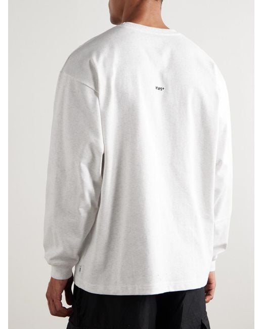 (w)taps White Sign Logo-Appliquéd Cotton-Jersey T-Shirt for men
