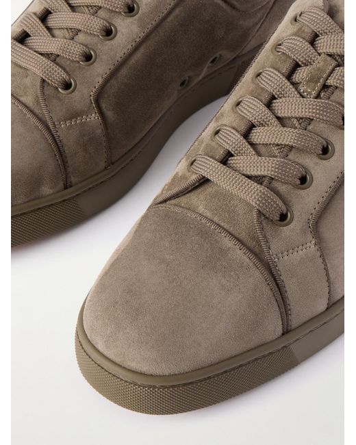 Christian Louboutin Brown Louis Junior Grosgrain-trimmed Suede Sneakers for men
