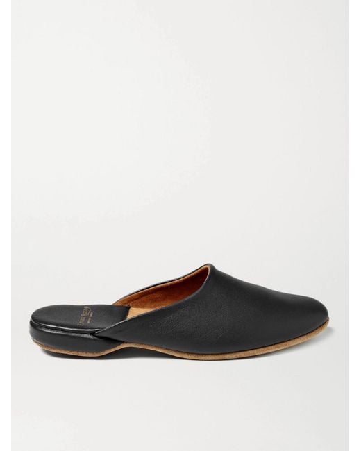 Derek Rose White Morgan Leather Slippers for men