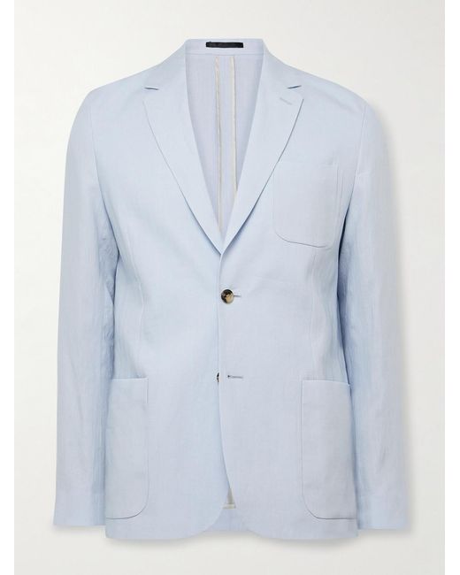 Paul Smith Blue Unstructured Linen Suit Jacket for men