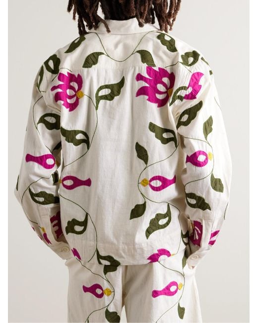 Kardo Pink Embroidered Appliquéd Cotton Chore Jacket for men