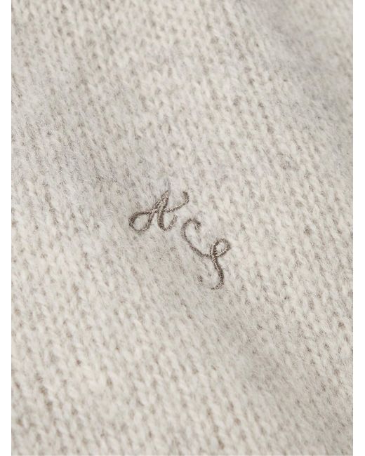 Pullover in lana Shetland con logo ricamato Kowy di Acne in White da Uomo