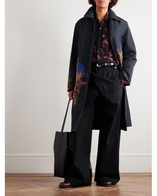 Dries Van Noten Red Oversized Floral-Print Crepe Shirt for men